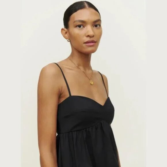 REFORMATION | Cox Mini 94% Cotton Sun Dress in Black sundress - Picture 2 of 7